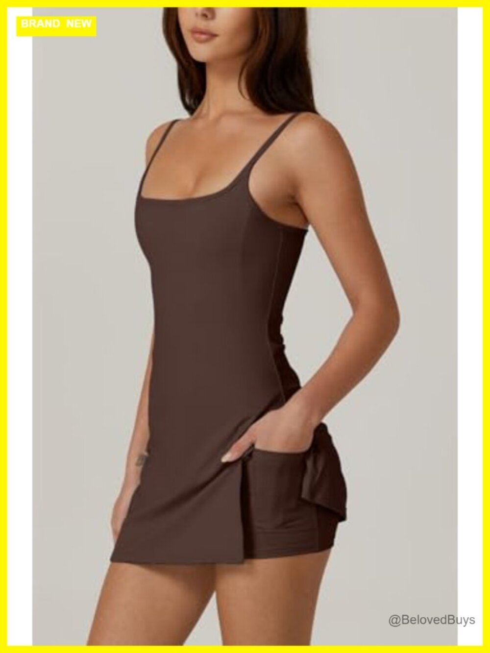 Women's Tennis Dress with Built-in Shorts & Side Slit - Activewear - Picture 3 of 6